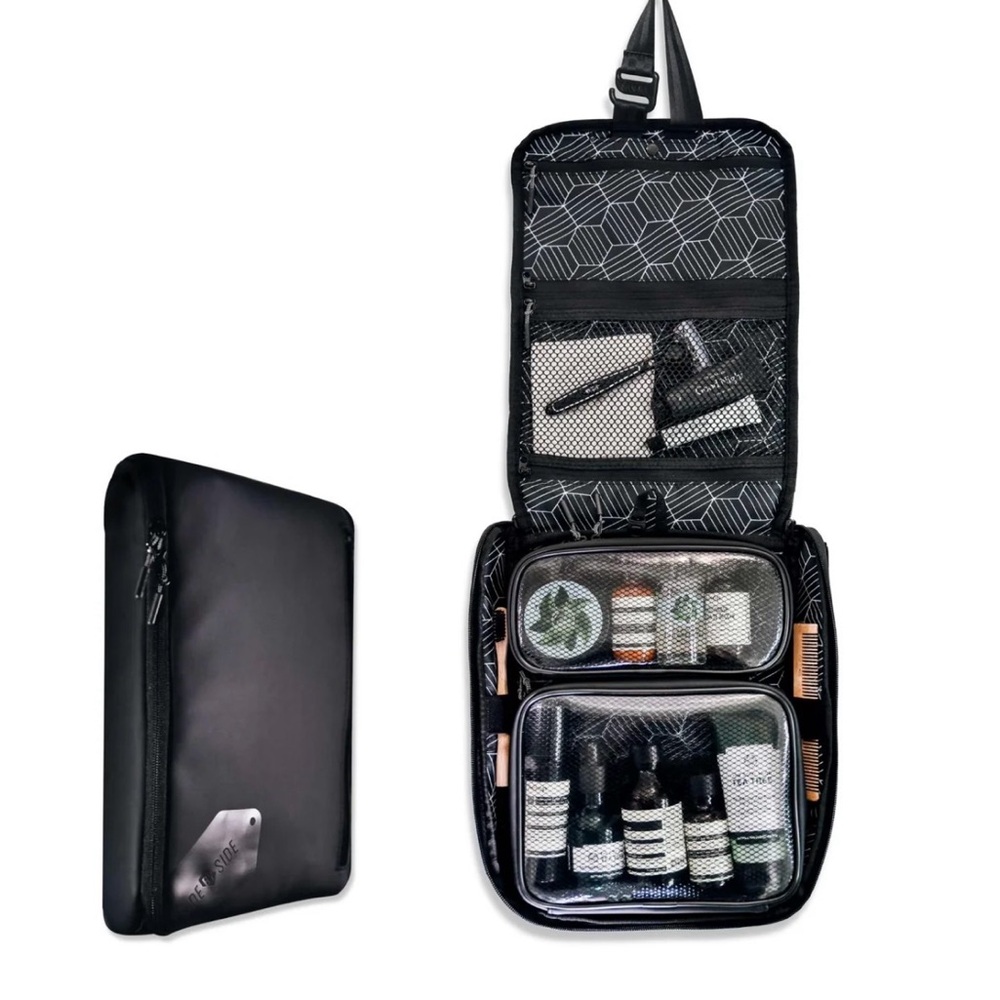 Side by Side Black Travel Toiletry Bag